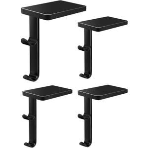 Mantel Hangers for Garland, Christmas Stocking Holders for Mantel Set of 4, Fireplace Garland and Stocking Holder  Black Metal Hooks with Non-Slip Protective Pad for TV Stand, Staircase, Dresser