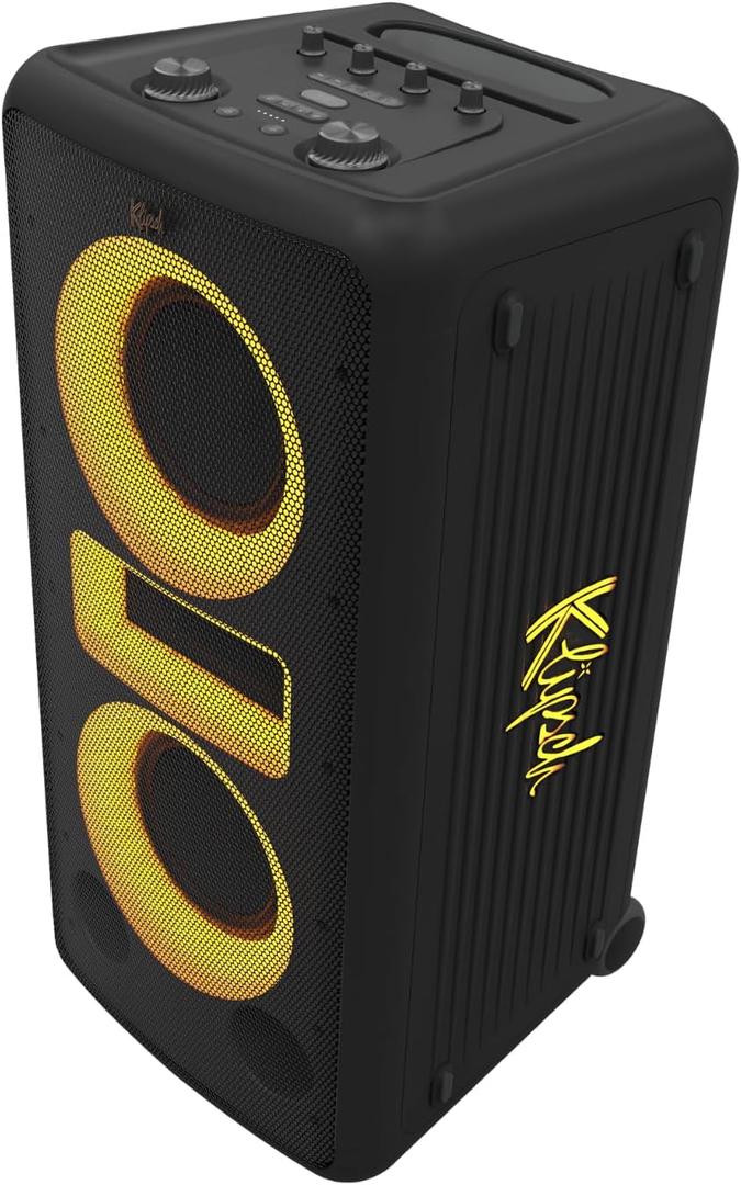 Klipsch New York Music City Party Speaker - Professional Grade Dual 8" woofers, Five Light Show Settings, 12 Hour Battery Life, Trolley Wheels, and Mic Included