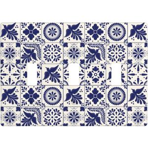 Mexican Talavera Tile Light Switch Cover 3-Gang,Triple Toggle Decorative Switch Wall Plate Cover Faceplate,4.50" X 6.38"inch