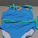 Two Piece High Waisted Swimsuits - Women Tummy Control Bikini Modest Bathing Suit 2PC 2025 (Large, Blue and Green)