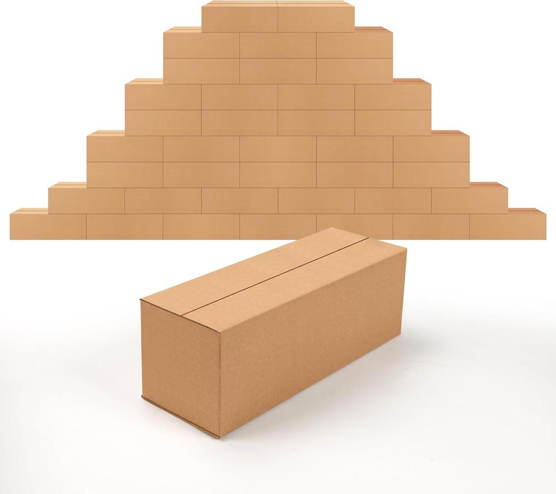 EdenseeLake Pack of 40 12x4x4 inches Shipping Boxes Small Cardboard Boxes for Packing, Moving, Mailing, Brown