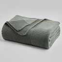 Longhui bedding 100% Cotton Chunky Cable Knit Throw Blanket for Sofa Couch Bed Baby Nursery, Bold Thread, Home Decorative Blanket, Bonus Laundering Bag, 60 x 80 Inches, Grey