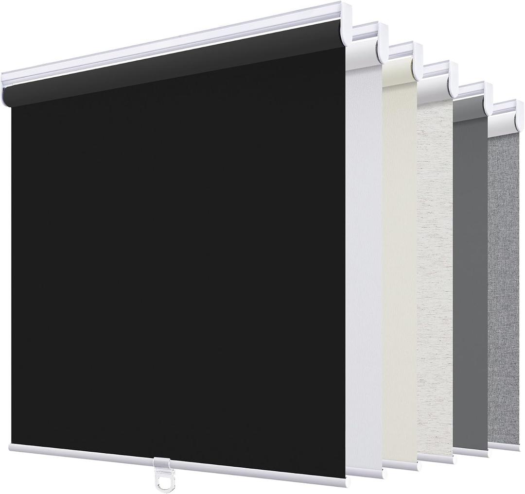 SUNOFF Blackout Cordless Roller Shades Blinds,35" W x 64" H,Black