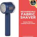 BLACK+DECKER Rechargeable USB-C Fabric & Garment Shaver Large Capacity Lint Remover for Clothing and Upholstery, 6 Stainless Steel Blades