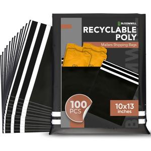 Poly Mailers - 100 Pcs 10"x13" Large Mailing Envelopes, Self-Adhesive Plastic Envelopes, Strong Tear-Resistant Packaging Bags, Poly Shipping Bags for Clothes, Accessories, & More (Black)