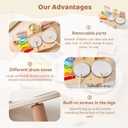 Wooden Drum Set for Toddlers 1-3, Musical Percussion Instruments for Kids Baby Drum Set Xylophone, Montessori Educational Musical Toys for Girls Boys Ages 3+