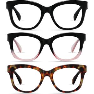 kunchu Reading Glasses for Women - Oprah Blue Light Reading Glasses with Spring Hinge, Anti-Glare/ Eyestrain Computer Readers (3 Pack, 0.5X) kunchu Reading Glasses for Women - Oprah Blue Light Reading Glasses with Spring Hinge, Anti-Glare/ Eyestrain Computer Readers (3 Pack, 0.5X)