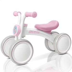 RIDYEE Baby Balance Bike 1 Year Old, Toddler Balance Bike for 2 Year Old, Learn to Control Balance, Widened Wheelbase for Stable Riding, Cool Moto Style, Perfect First Choice for 1-2 Year Olds, Pink