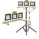 Upgraded LED Work Lights with Stand, 21000 Lumen, 3-Head Adjustable Work Light, Waterproof Foldable Tripod, Extended Cord for Outdoor & Indoor Job Sites, Workshops, Construction, Garage Lighting