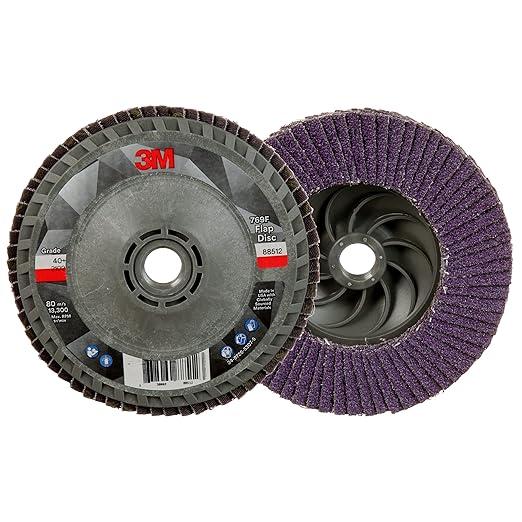 3M Flap Disc 769F, Type 27 Quick Change, 40+, 4-1/2 in x 5/8-11, High Performance Abrasive, Ceramic Precision-Shaped Grain Grinding and Finishing, Carbon Steel, Stainless Steel, 1 Disc per Carton
