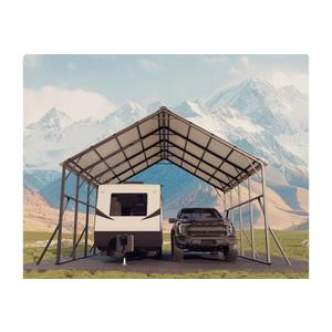 Garvee 20' × 20' Metal Carport Kit, Heavy Duty 2-Car Steel Shelter with 120° Vertical Roof for RV, Truck & Tractor
