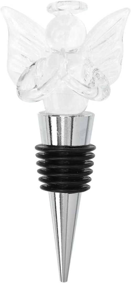Hemoton Angel Wine Bottle Stopper Decorative Crystal Wine Bottle Plug Airtight Sealing Stopper for Home Bar Kitchen Unique Gift 4.13X1.96X1.37In