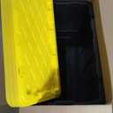 Sterilite 38 Gal Industrial Tote, Stackable Storage Bin with Snap-Fit Lid for Garage, Basement & Attic Storage, Black Base and Yellow Lily Lid, 4-Pack