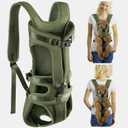 Lukovee Dog Backpack Carrier, Legs Out Easy-fit Dog Front Carrier for Small Medium Dogs, Adjustable Hands Free Dog Chest Carrier for Hiking Cycling (Green, X-Large)