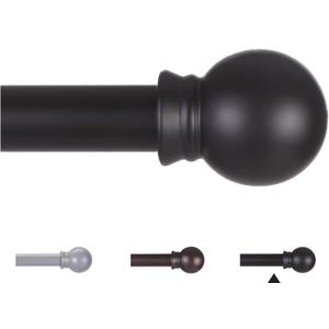 Curtain Rods for Windows 48 to 84-92 inches, 5/8" Matte Black Curtain Rods, Stainless Steel Small Curtain Rods for Bedroom, Living Room, Kitchen, Farmhouse, Outdoor Curtain Rod Black (30"-92")