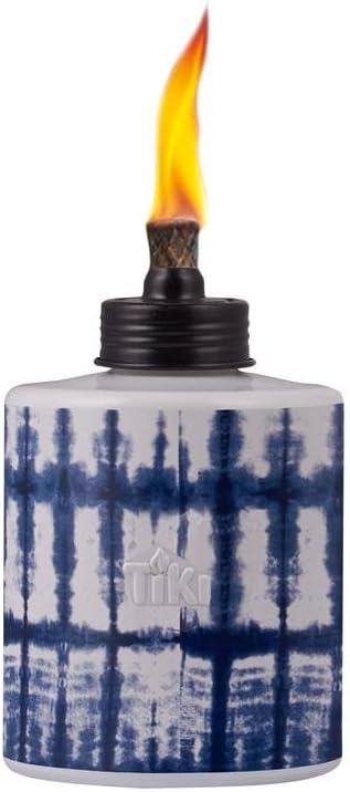Tiki Blue/White Glass 7 in. Tabletop Torch 1 pk