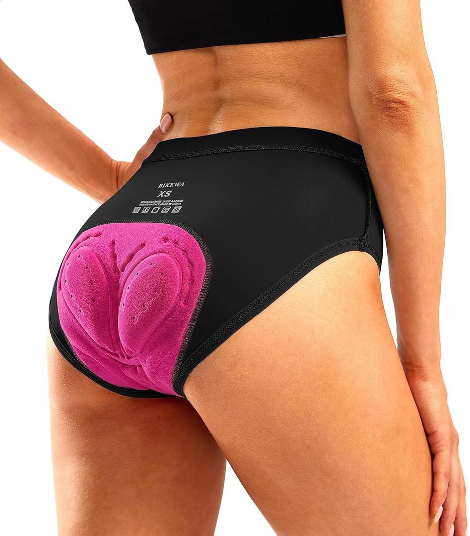 Bikewa Women's 4D Padded Bike Underwear Cycling Bicycle Shorts Biking Riding Briefs Biker Cycle Undershorts for Women (Large, Black)