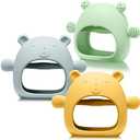 Chumia 1 Pack Teething Toys for Babies 0-6 Months Silicone Hand Teethers Baby Anti Dropping Hand Pacifiers Infant Chew Toys for Sucking Needs(Blue, Yellow, Green)
