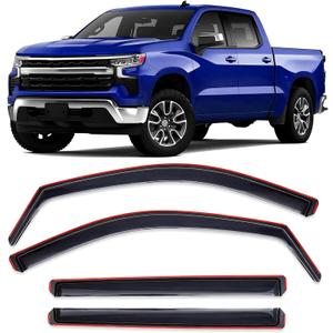 in-Channel Window Rain Guards Fit for Chevy Silverado 1500/GMC Sierra 1500 2019-2026 Crew Cab Extra Durable Window Deflectors Window Visors,Vent Visors,Vent Shades,Truck Accessories-4PCS