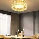 12 Inch Dimmable Crystal Chandelier Modern LED Flush Mount Ceiling Light Fixtures for Bedroom Hallway Staircase Gold