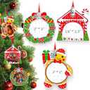 MGparty 3 Pack Christmas Picture Frame Ornaments Xmas Metal Hanging Photo Frame with Pendants 2025 Holiday Keepsake Gifts Christmas Tree Decorations