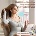 Labiim Hair Dryer, High-Speed Ionic Low Noise Blow Dryer with Brushless Motor for Fast Drying,Thermo-Control Quiet Compact Hair Blow Dryer Hairdryer with 1Nozzle Attachment for Home Salon Travel,Pink