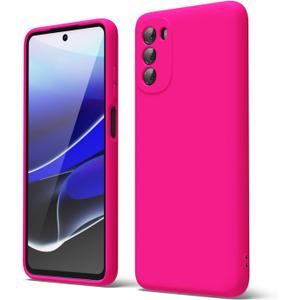 oakxco for Moto G 5G 2022 Case Liquid Silicone, Neon Bright Solid Color, Soft Rubber Gel Elegant Aesthetic Cover, Thin Slim TPU Matte Plain Smooth Case for Women Girl Cute, Hot Pink Fuchsia