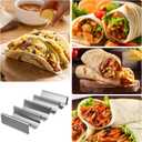 PRETYZOOM Stainless Steel Taco Holder Stand Multi-Slot Burrito Rack Oven Safe Space-Saving Taco Prep Rack for Home Kitchen Dining and Parties