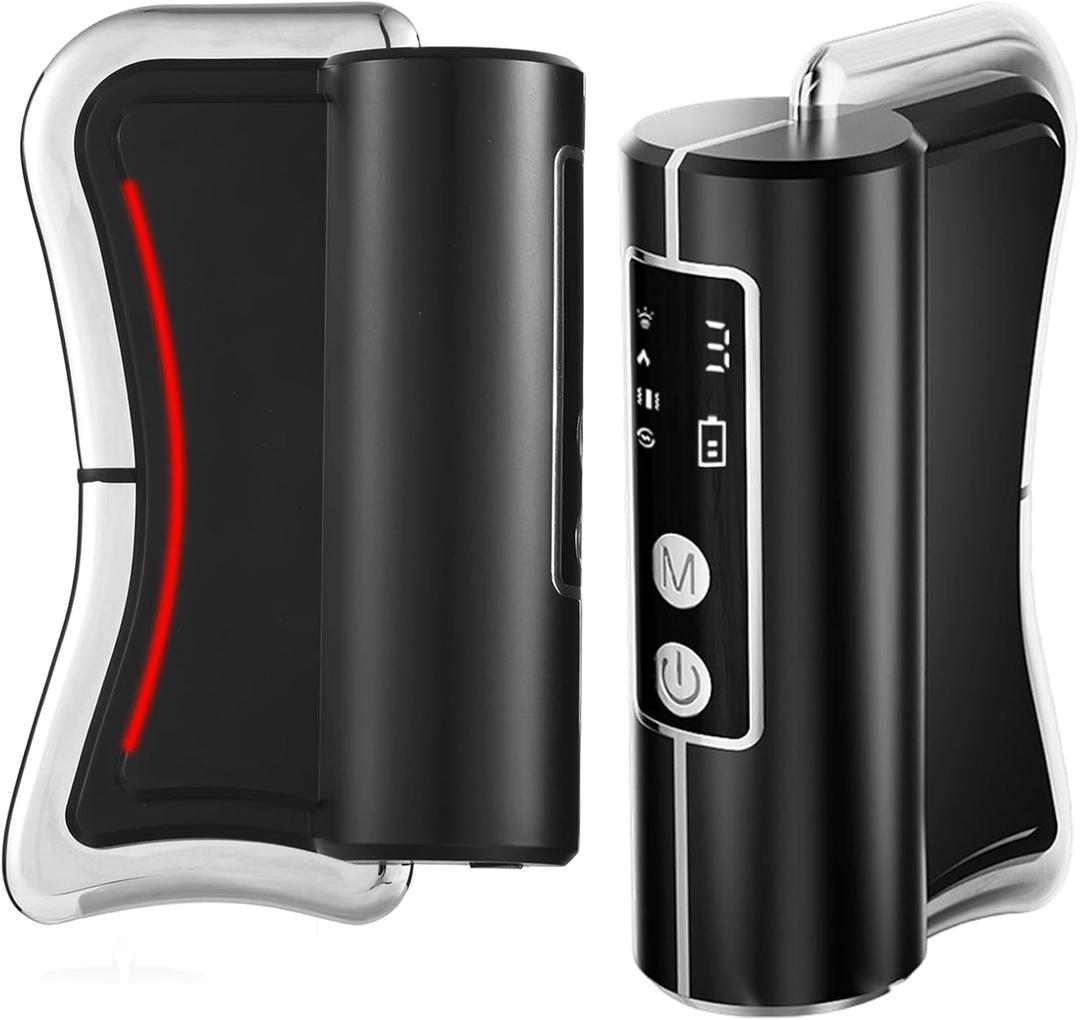 Heated Muscle Scraper Massage Tool,4 in 1 Electric Fascia Knife Gua Sha Tool for Whole Body Relaxation & Skincare with Light-Care 4 Modes 3 Levels, for Deep Tissue-Black