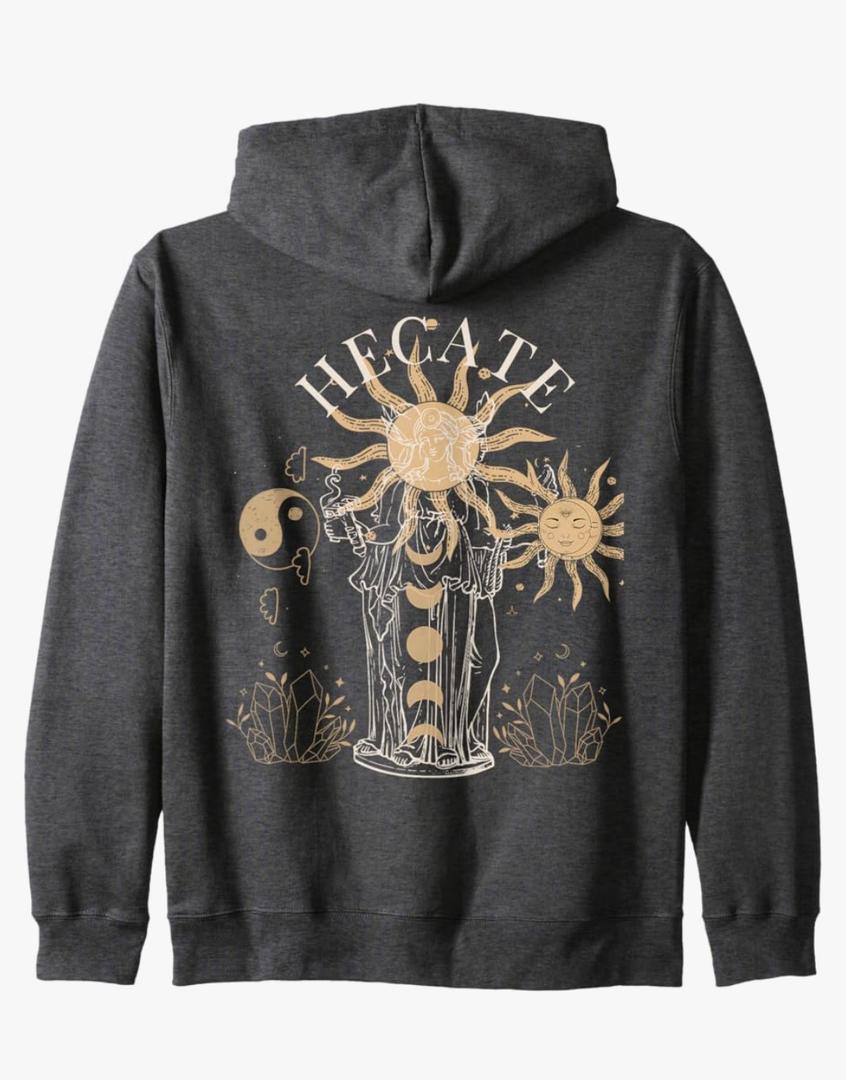 Sun Triple Moon Goddess Witch Wiccan Pagan Witchcraft Hecate Zip Hoodie XL