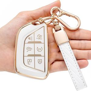 JUIMWDY Key Fob Cover for Cadillac,Soft TPU Key Case Shell Compatible with Cadillac 2020 2021 2022 ATS CT5 CT6 XT4 XT6 XTS