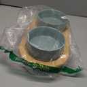 Ceramic Elevated Cat Food and Water Bowl, Kitty Bowl, Raised Cat Dish, Pet Feeder (5.1 in, 2 x Light Green + Stand)