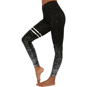 BBY Women's High Waisted Yoga Pants 7/8 Length Leggings with Black foil Stamping (Black, S)