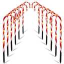 Biswing Christmas Outdoor Candy Cane Lights, 12 Pcs Christmas Pathway Markers with 72 Count Warm White Lights, Connectable for Indoor Outdoor Holiday Walkway Patio Garden Ornament
