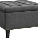 Yaheetech 28-inch Entryway Ottoman Bench with Storage, Multipurpose Foot Rest Sofa Stool in Dark Grey