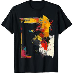 Art Painting Abstract Drawing Graphic Motif T-Shirt, 3XL 