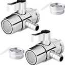 2 Pack Faucet Diverter Valve with Aerator for Countertop Water Filter,Faucet Adapter to 3/8" Barb outlet,Faucet Splitter for Water Diversion (2)