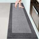 Machine Washable Kitchen Rug 24" x 84", Non Slip Kitchen Mat for Floor, Absorbent Entrance Runner Rug for Bedroom, Hallway, Bathroom, Door (Roll Packing) (Grey)