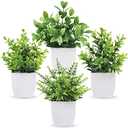 Der Rose 4 Pack Fake Plants Mini Artificial Greenery Potted Plants for Home Decor Indoor Office Table Room Farmhouse