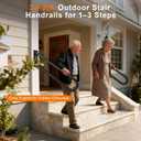 U-Shaped Hand Rails for Outdoor Steps, Heavy-Duty Non-Slip Stair Railing for 1-3 Indoor Stairs & Exterior Steps, Wall Mounted Metal Handrail for Seniors, Kids, Pregnant Women, 2 Pack