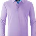 SWISSWELL Long Sleeve Polo Shirts for Men collared Performance Golf Shirts Casual Workwear Office (Large, A-Violet Purple)