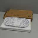 Oval Marble Bathroom Vanity Tray, Natural Luxury Marble Home Kitchen Bathroom Table Tray, Stone Decorative Countertop Tray for Coffee Perfume Jewelry (Lilac, 12" x 6" x 0.8")