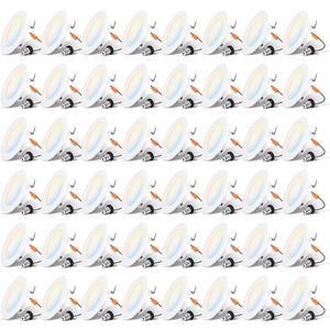 LVWIT 4 inch LED Recessed Lighting, Slim Can Lights with White Cover, 5CCT Dimmable Downlight with E26 Conversion Kit, 48 Pack