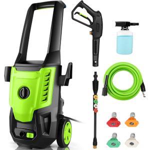 Electric Pressure Washer 5000 PSI 4.0GPM Portable Power Washer with 4 QC Nozzles, 500ML Foam Cannon for Cars/Fences/Driveways/Home/Patios Cleaning, Green