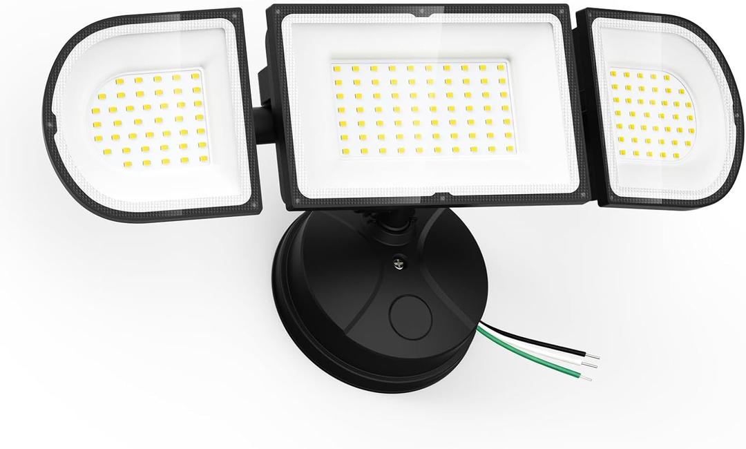 150W Flood Lights Outdoor Waterproof IP65, Exterior LED Floodlights with 3 Adjustable Heads, 15000LM Super Bright Security Lights Fixture, Outside Lights for House, Backyard (Black)
