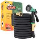 Flexi Hose Expandable Garden Hose with 8 Function Nozzle, 100FT - Lightweight Retractable Garden Hose, Water Hose - No-Kink Flexibility, 3/4 Inch Solid Brass Fittings and Double Latex Core
