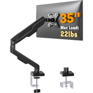 5Rcom Single Monitor Arm for 13-35 Inch Computer Screens | Fully Adjustable Heavy Duty Mount, Holds 22lbs, Fast Install, Cable Management, Black
