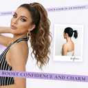 Clip on Ponytails for Women - 18 Inch Curly Ponytail Extension, Wavy Pony Tails Hair Extensions, Synthetic Hair Extensions Ponytail, Clip in Ponytail (Color: Light Brown with Blonde Ends)