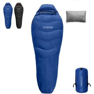 Down Sleeping Bag with Pillow for Backpacking,15 5 0 Wide Down Sleeping Bag (86.6 in x 33.5 in) for Adults, Youth Camping and Hiking Outdoor with 680FP Duck Down