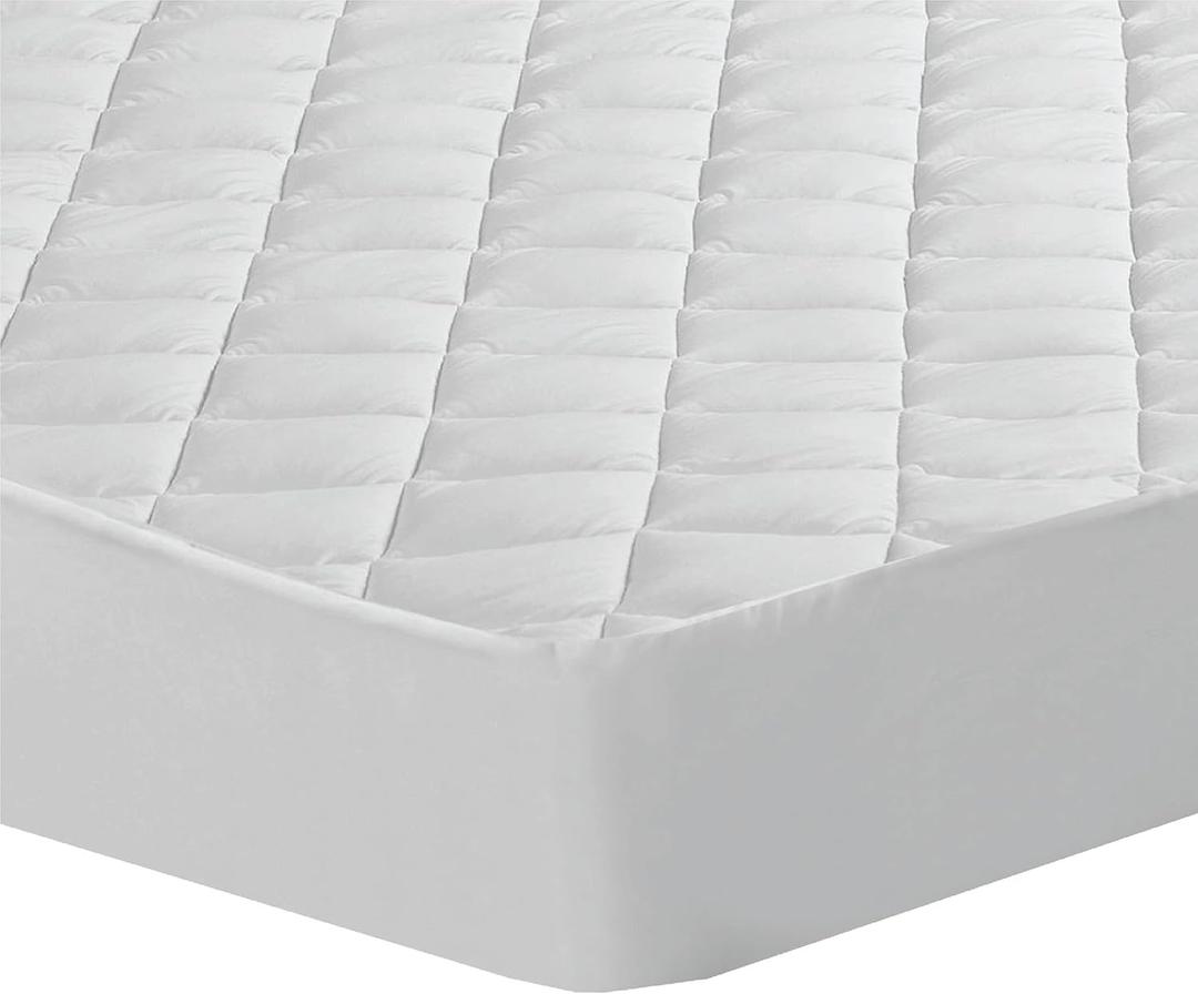 All-In-One Water-Resistant All-Season Cooling and Warming Reversible Fitted Mattress Pad, King, White